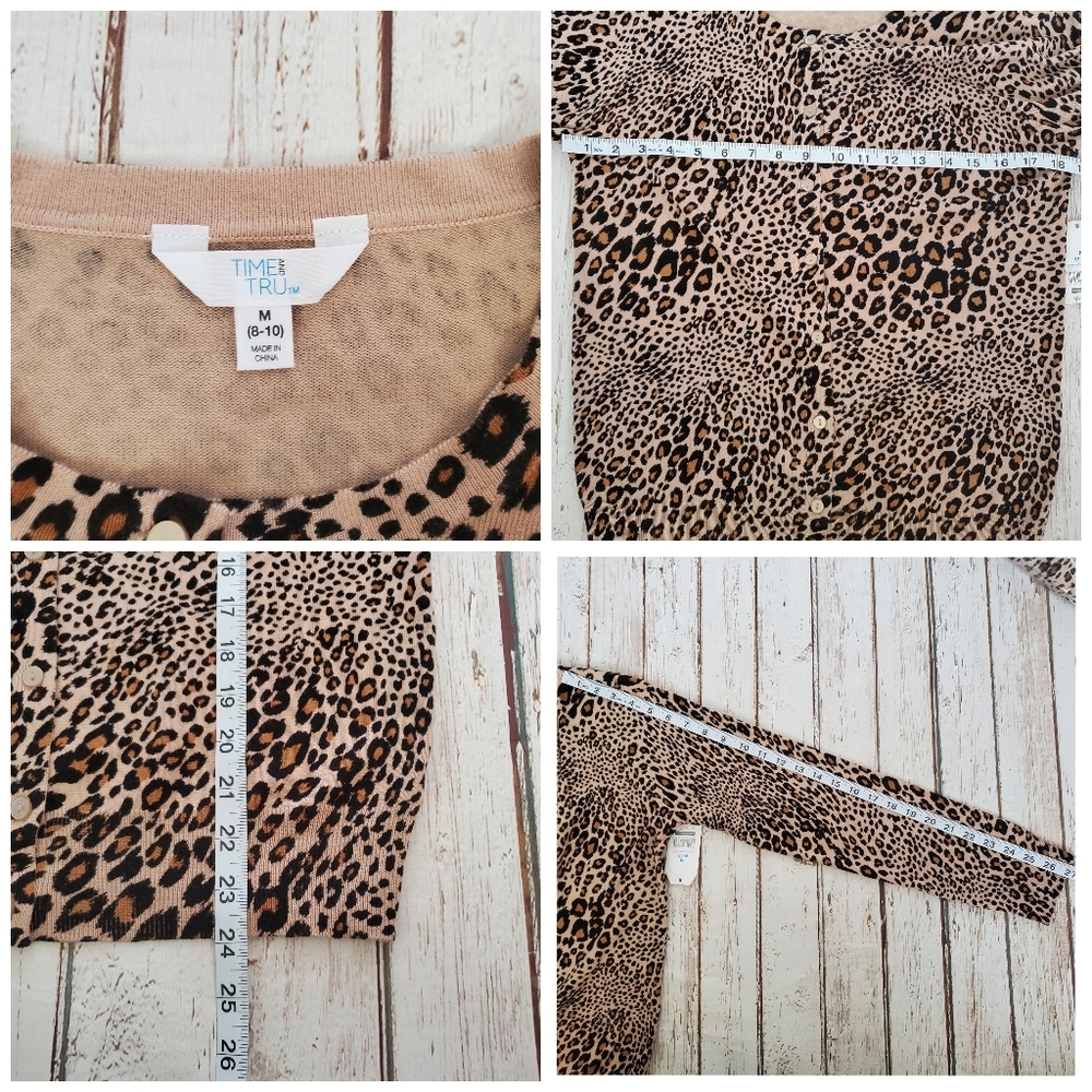 New Time and Tru Leopard Print Button Up Cardigan Women's Size Small and Med - Picture 6 of 6